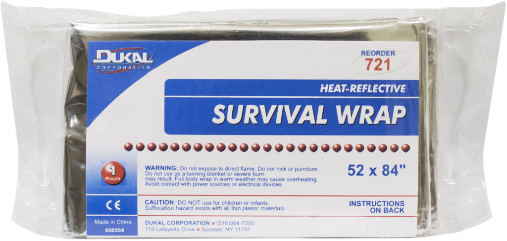 Dukal Survival Wrap Blanket, Silver, 52" x 84"