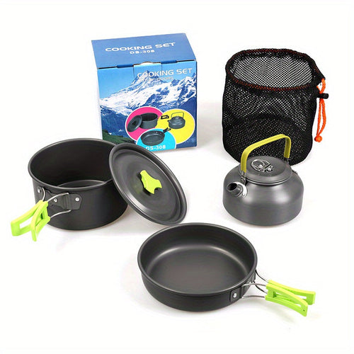 Compact 3Piece Aluminum Camping Cookware Set for Outdoors