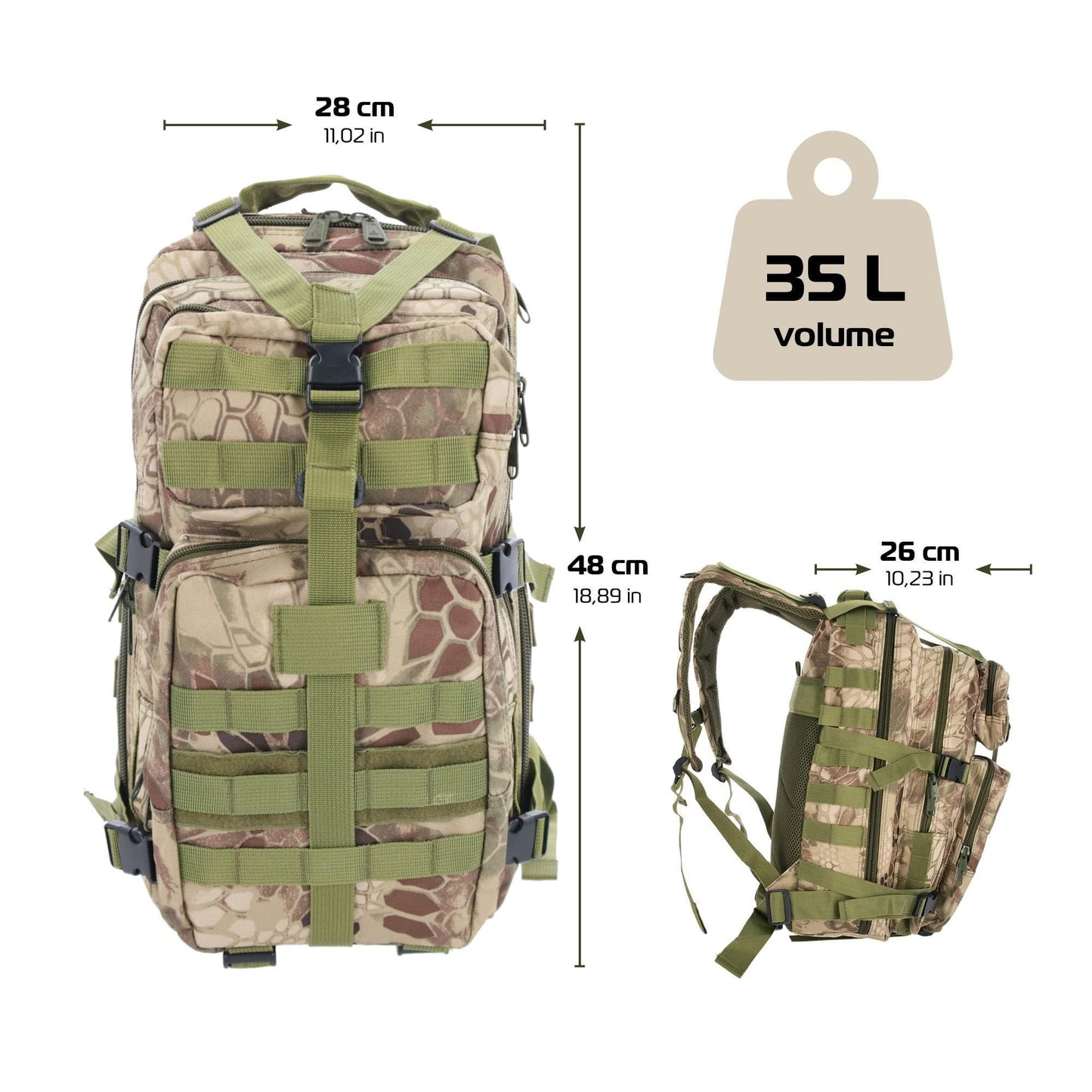 Military Tactical Backpacks Molle System (camouf lage)